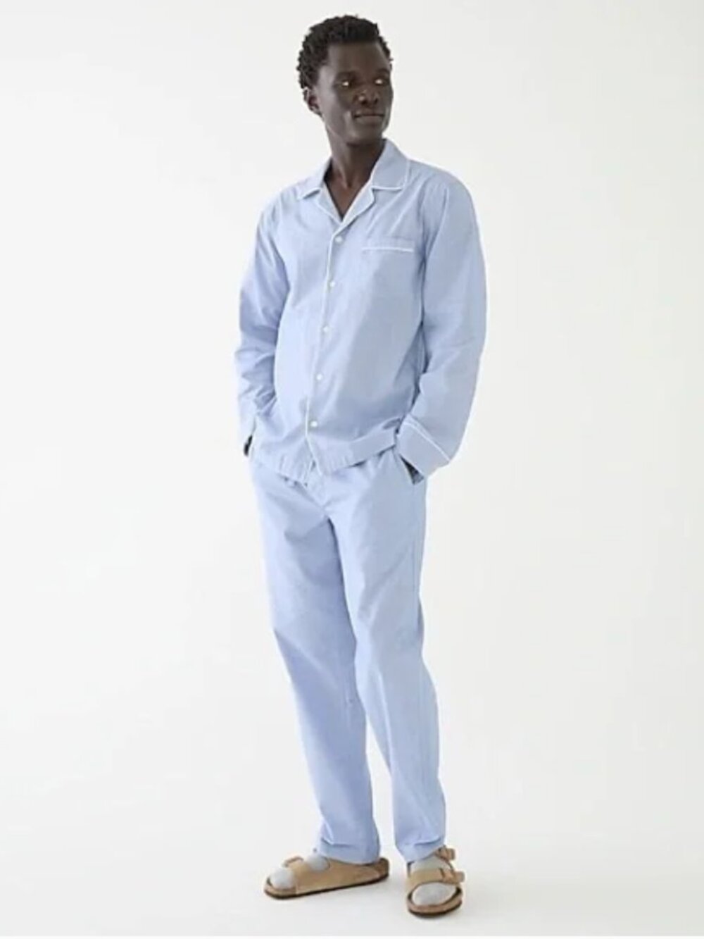 J. Crew Blue Pajama/Sleepwear Set in Cotton Poplin - Size M